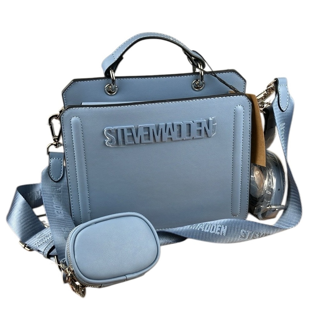 Steve Madden Bevelyn Satchel Blue Purse NWT - Picture 2 of 16